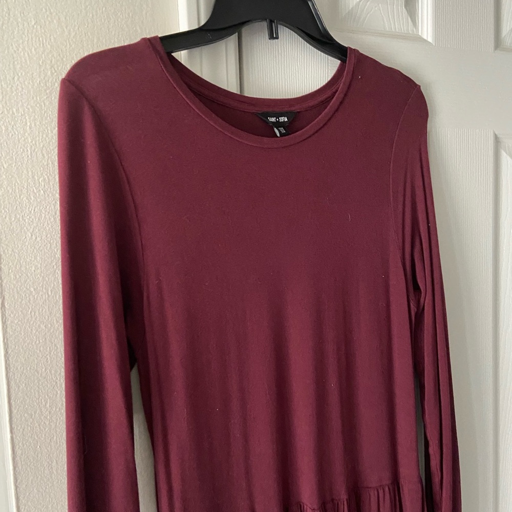 Saint + Sofia Burgundy maxi dress 8